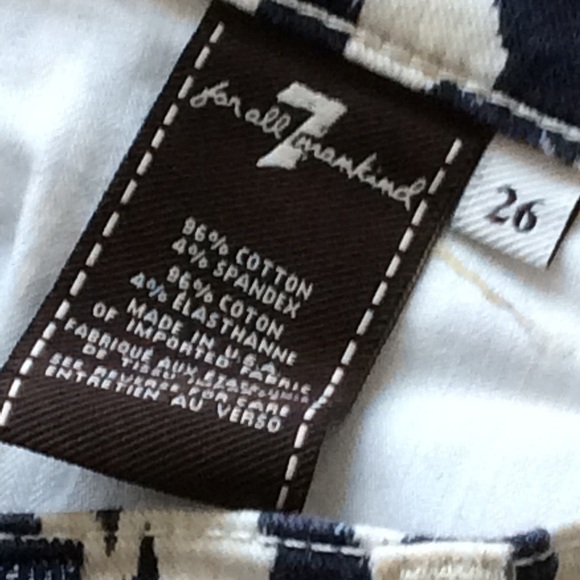 7 For All Mankind Blue Cream Jeans Sz 26 - Picture 5 of 5